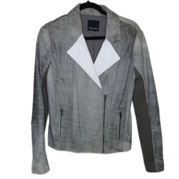 Trouve Gray Genuine Leather Jacket - Women's Size Small - Picture 1 of 9